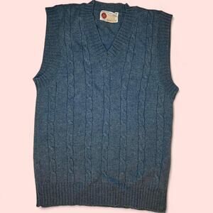 Blue cable knit wool sweater